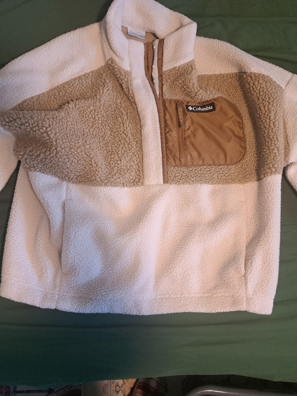 Columbia Women's Puffer Sherpa Pullover in Cream and Tan